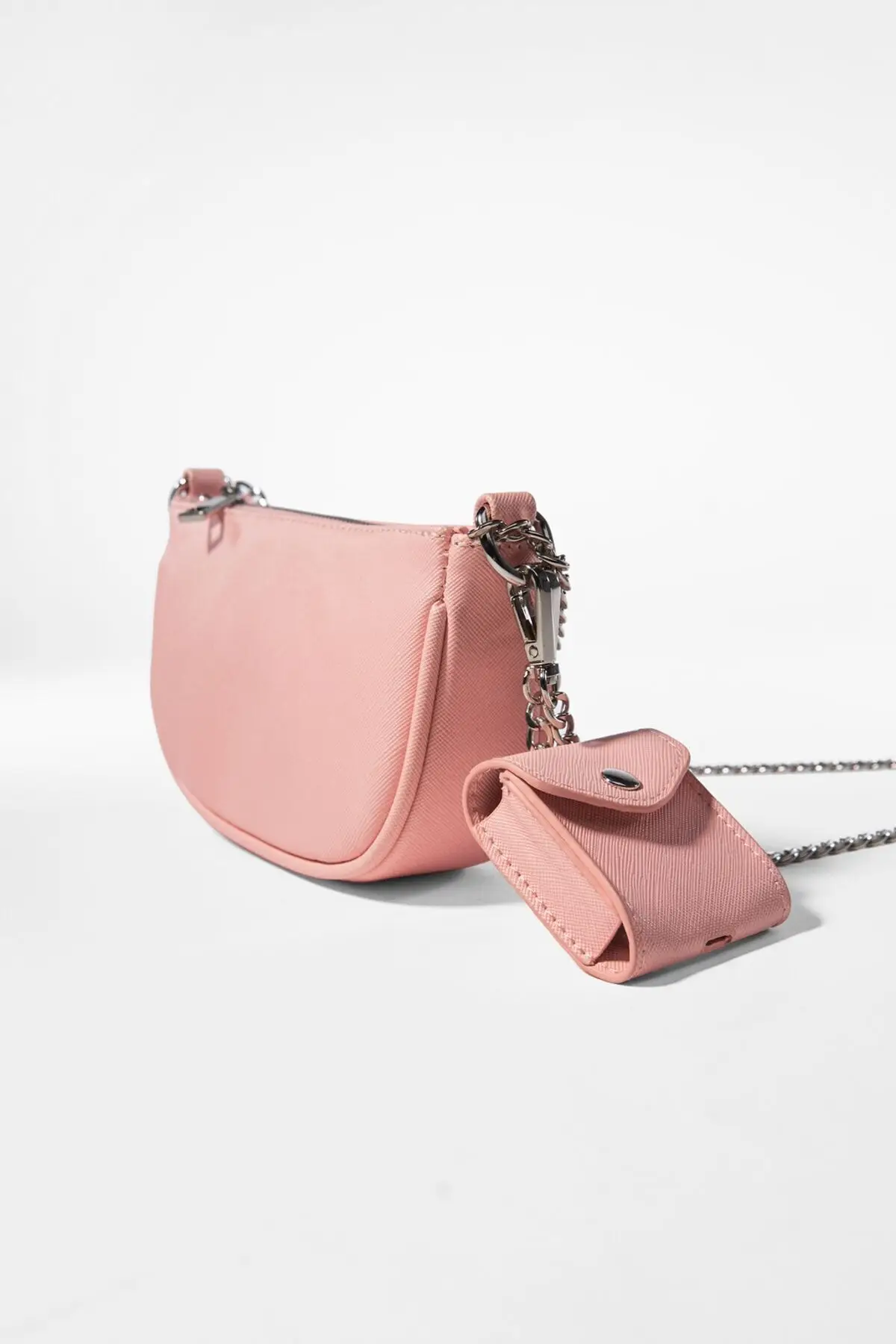 Women's Pink Case Detailed Chain Hanging Mini Bag