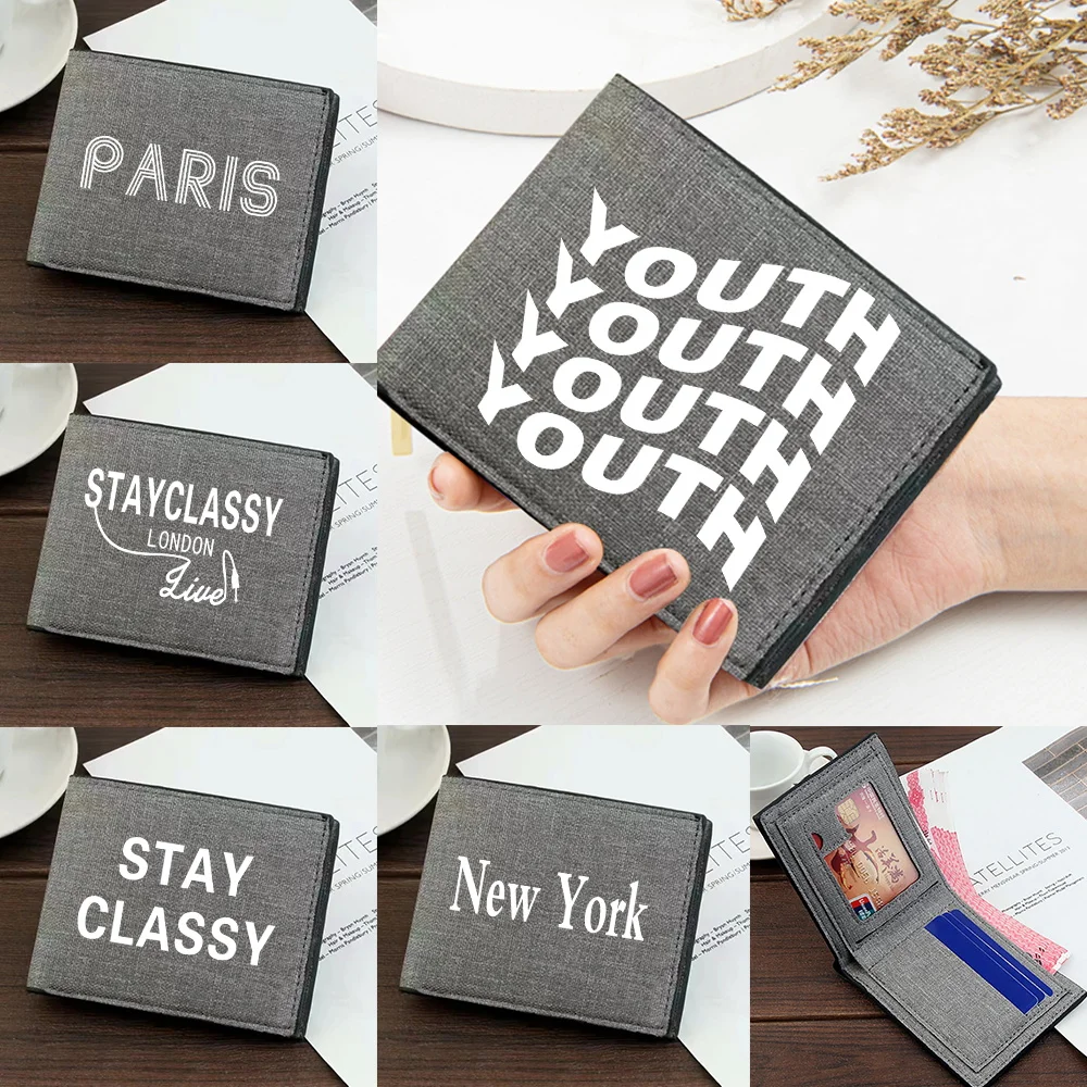

New Simple Short Men Wallets Walls Printing Series Top Quality Short Purse Simple and Durable Credit Card Case Bag High-quality