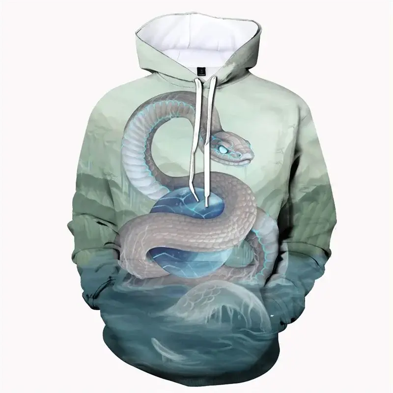 Animal Snake 3d Printed Men's Crew Neck Long Sleeve T-Shirt Personality Interesting Loose Trend Fashion Plus Size Pullover image 3