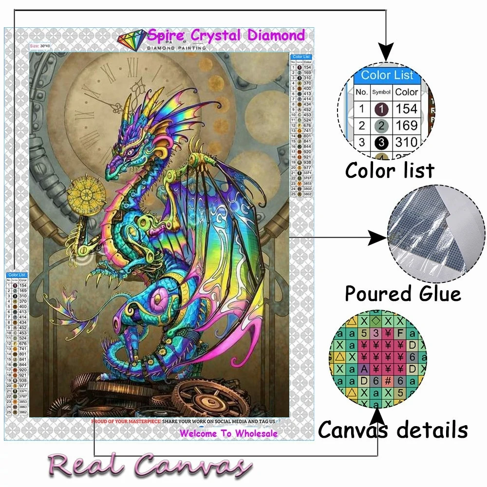 Old Fashioned Dragon 5d AB Drills Diamond Painting New Mosaic Embroidery Animal Flower Handmade DIY Cross Stitch Home Decor Gift