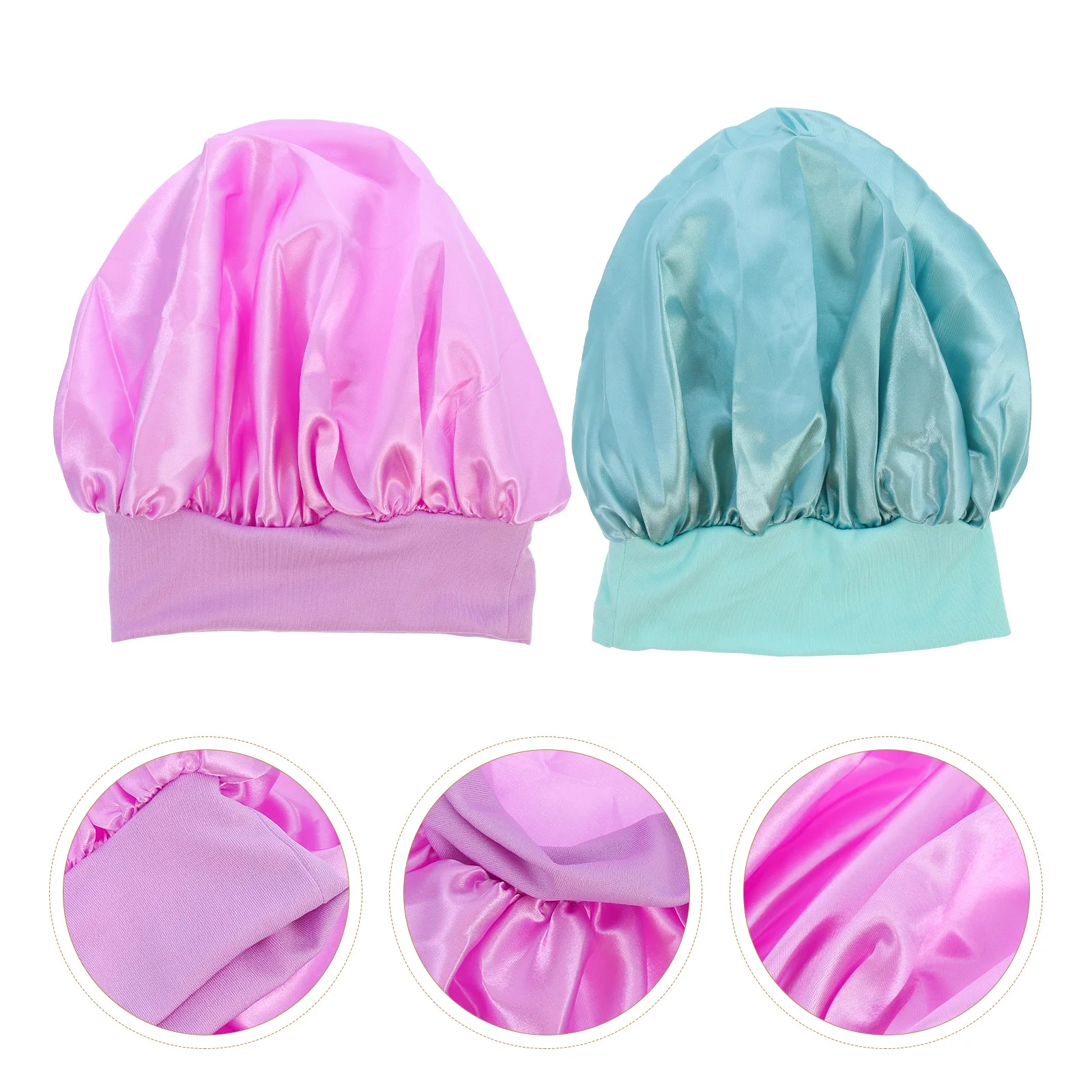 

2Pcs Satin Sleep Hats Elastic Chemo Hat Women Hair Loss Protection Durable Home Sleeping Sleep Caps Elastic Chemo Hat