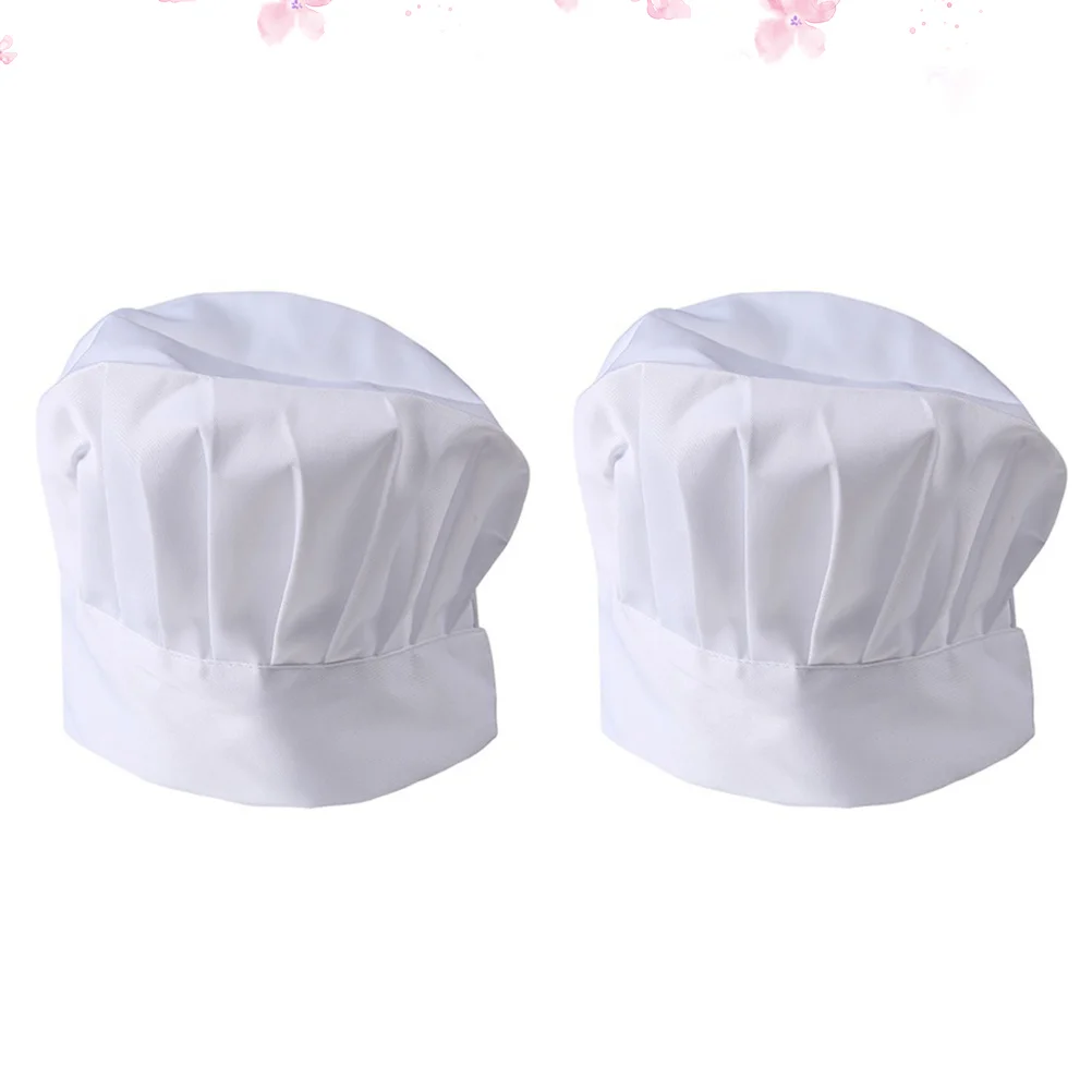 Gorro de Chef para hornear alimentos, gorro de Catering, fibra de poliéster ajustable, 2 uds.