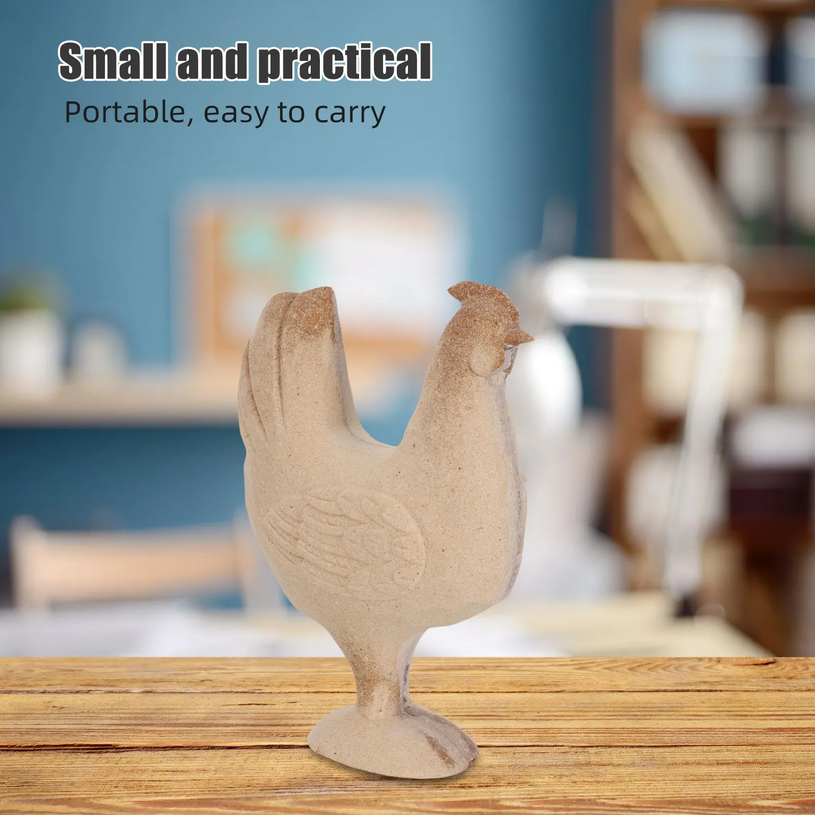 Unpainted Wooden Hen Sculpture Realistic Hand Carved Chicken Statue Rustic Easter Wooden Hen for Home Kitchen Decor DIY Painting