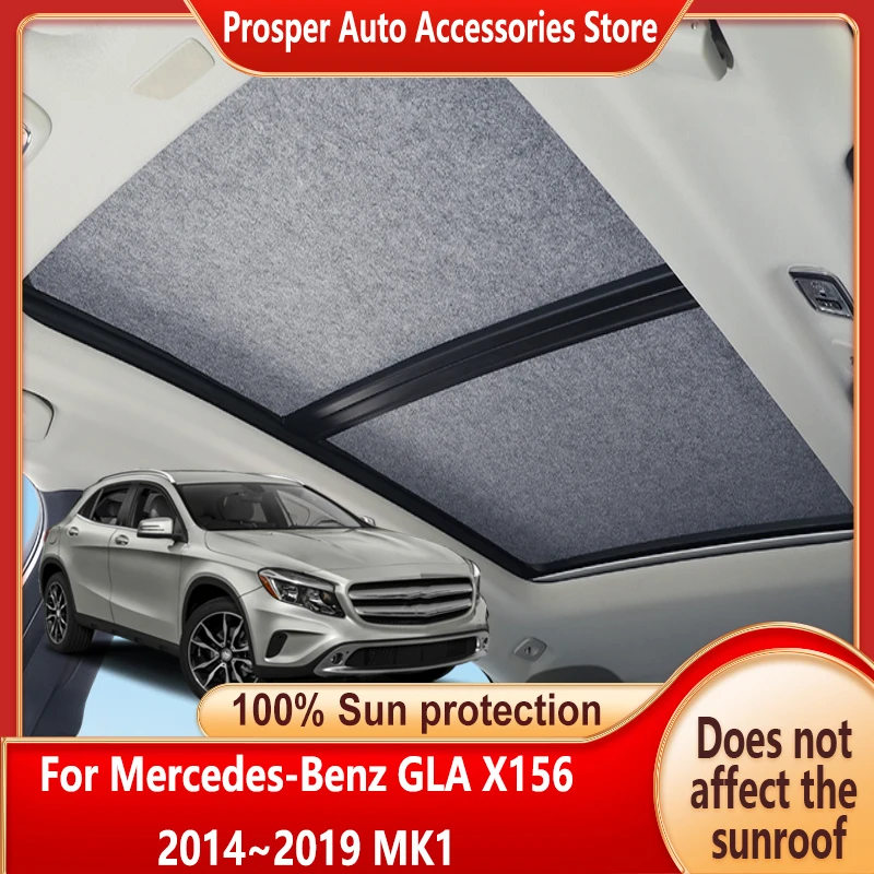 Car Panoramic Sunroof Insulation Roof Visor For Mercedes-Benz GLA X156 2014~2019 Sun Protection Adsorption Sky Sunshade Anti-UV