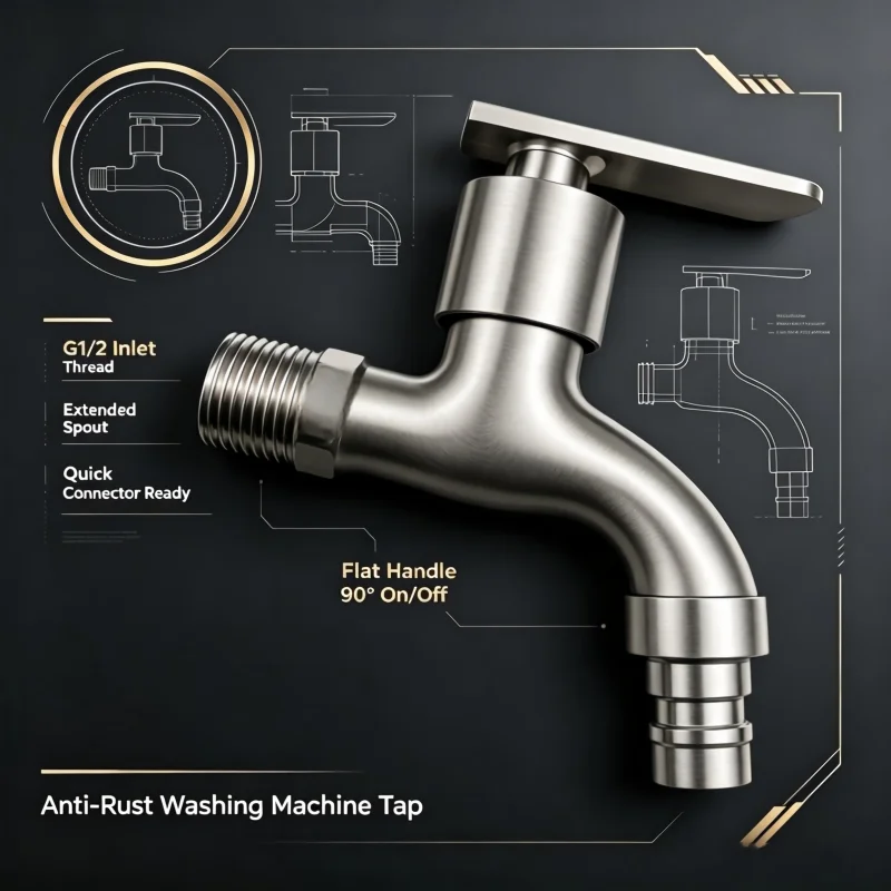 1PC Universal 304 Stainless Steel Water Faucet Connector for Washing Machine Kitchen Bathroom Outdoor Garden - Household Water T