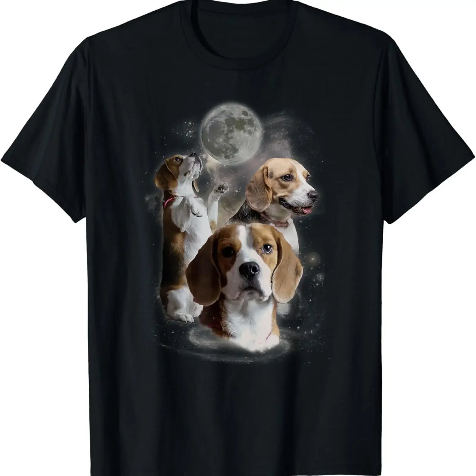 Howling at the Moon T Shirt Funny Beagle  vintage Washed Soft streetwear Top For Everyday Wear Casual Comfortable Versatile