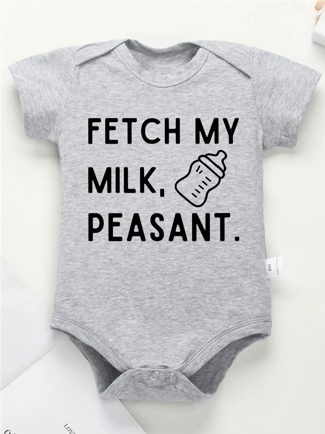 

100% Cotton Baby Onesies Round Neck Bodysuit Letter Print Milk Bottle Pattern Print Soft Comfortable Versatile For Infants