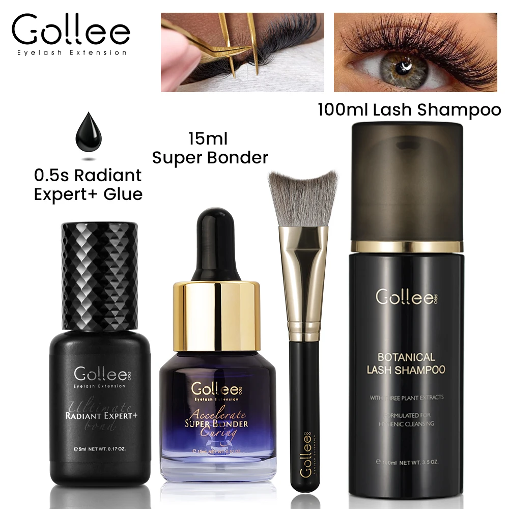 Gollee Glue for Eyelashes 0.5s Dry Eyelash Extensions Adhesive 15ml Super Bonder Professional Waterproof Lash Supplies for Salon