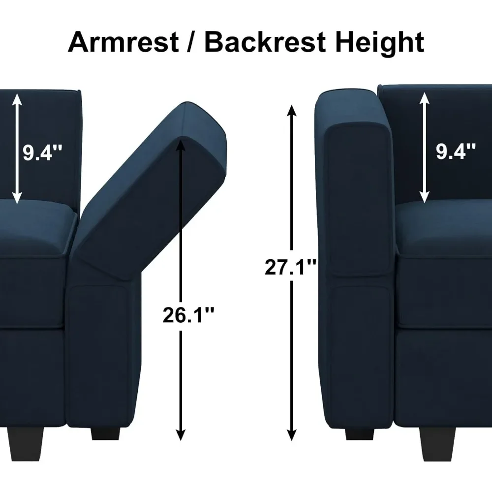 Modular Reversible Sectional Sofa U Shaped Couch with Storage Seat with Chaise Velvet Blue Sofa