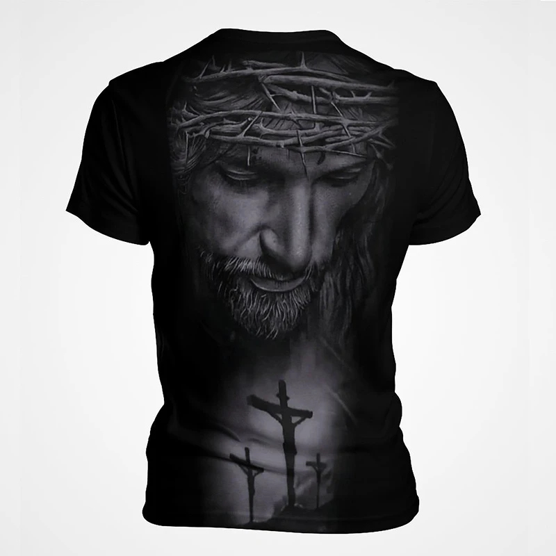 God Religion Christ Jesus Men\'s T-Shirt 3D Print Harajuku Short Sleeve Tops Vintage Streetwear Fashion Oversized Men Clothing