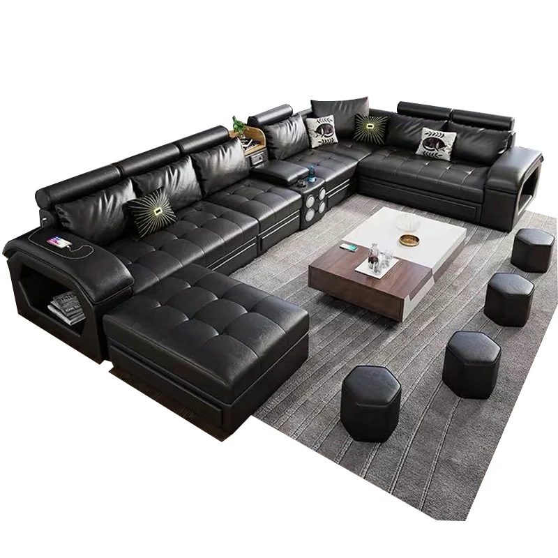 Modern Style Microfiber Fabric U-Shaped IB010 Sofa Extendable for Home Living Room and Gym Application
