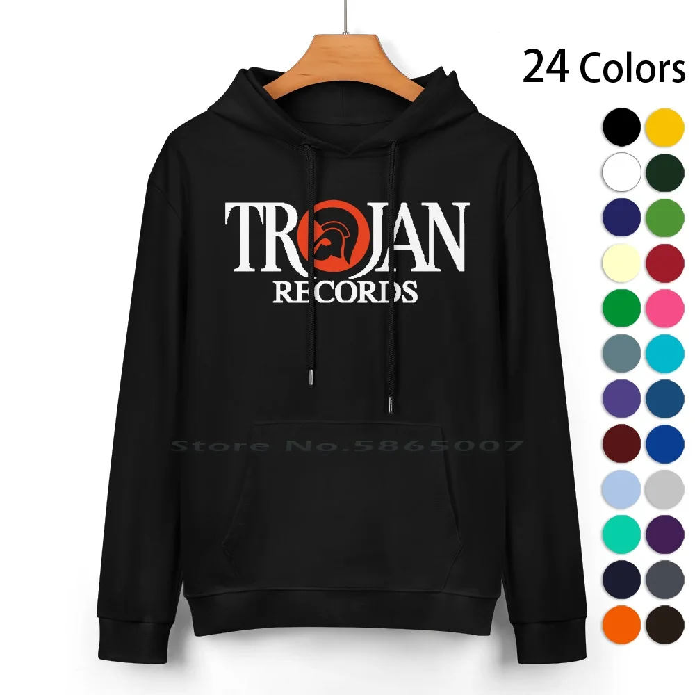 Trojan Records Label Cotton Hoodie Sweater 24 Colors Humorous Records Trojan Music Movie Label Tage Fun 100% Cotton Hooded