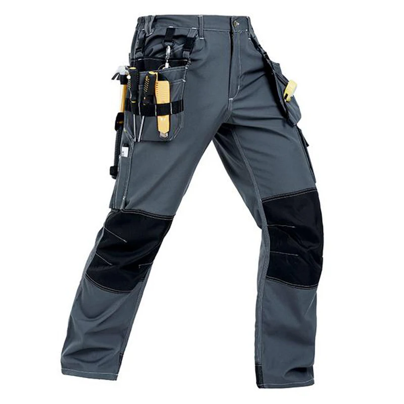 2025 New Polycotton Men Wear-resistance Multi-pockets Cargo Workwear Trousers Work Pant Black Dark Blue Army Green Grey S-5XL