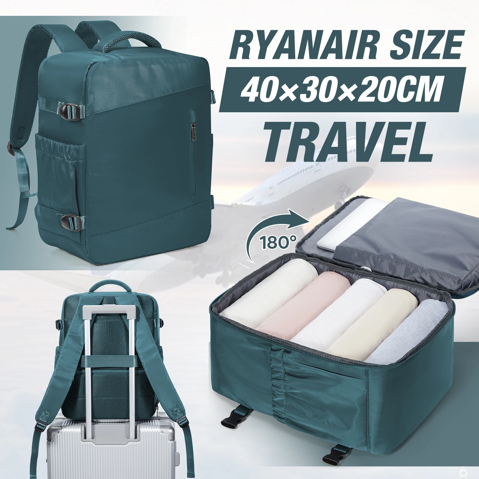 

Travel Backpack 40x30x20CM, Compliant with Ryanair Cabin Size, Short Trips Men's Travel Rucksack, Laptop Bag, Aircraft Rucksack