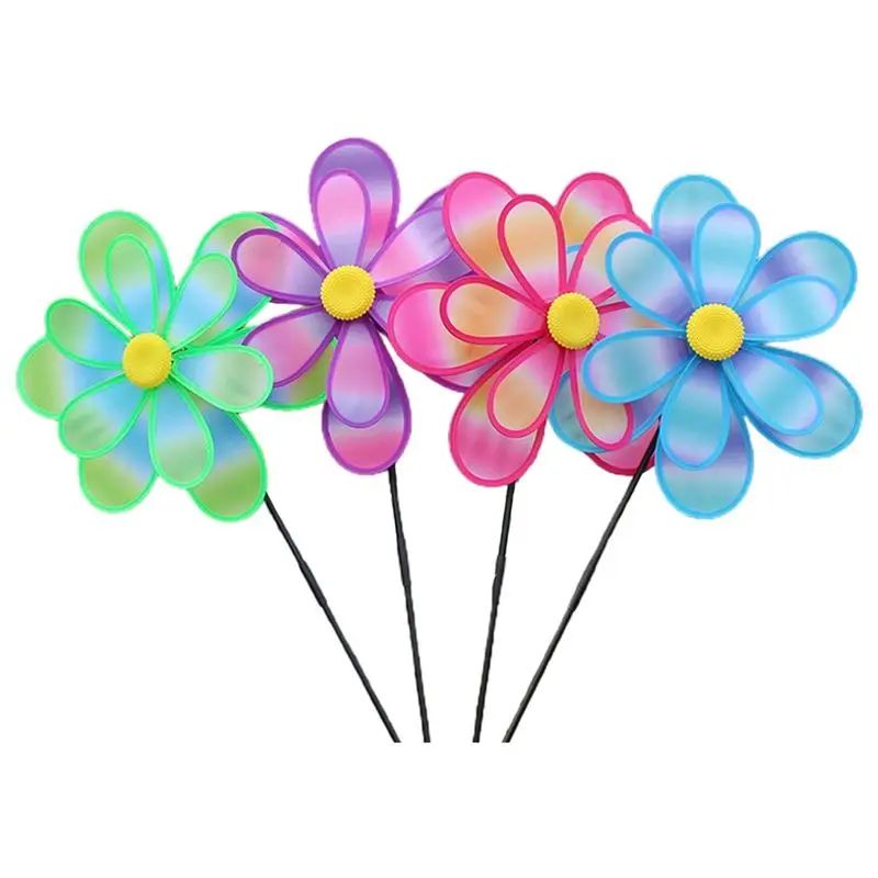 

Aug. Lawn Decoration Wind Spinner Double Layer Pinwheels With Stake Eye Catching For Garden Children Outdoor Activities Durable