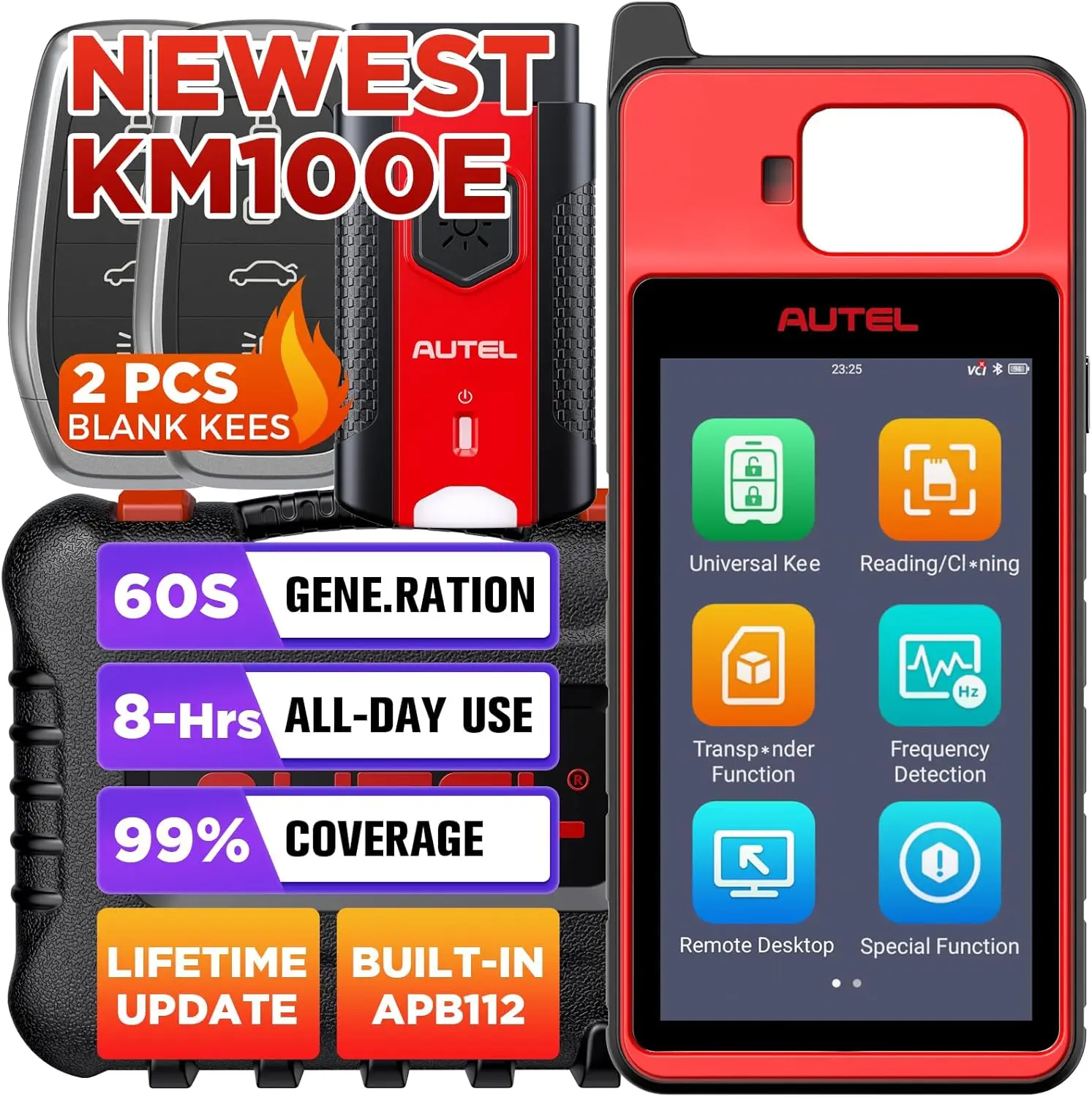Autel MaxiIM KM100E KM100 KM100X Key Fob Programmer Immobilizer Tool Key Creation IMMO Learning Chip Read Write Cloning Frequency Detection