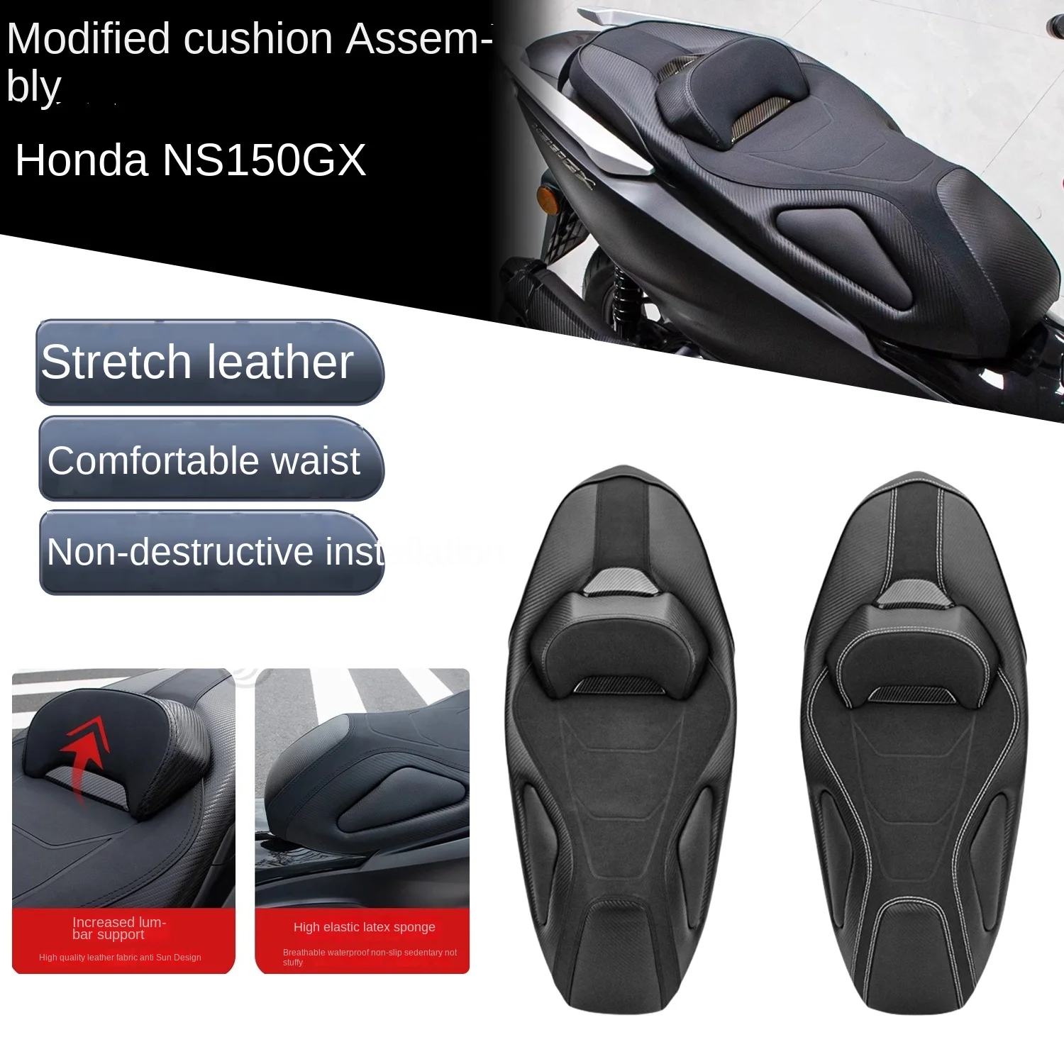 

For Honda NS150GX modified integrated seat cushion assembly, waterproof, scratch resistant, anti slip, wear-resistant soft rubbe