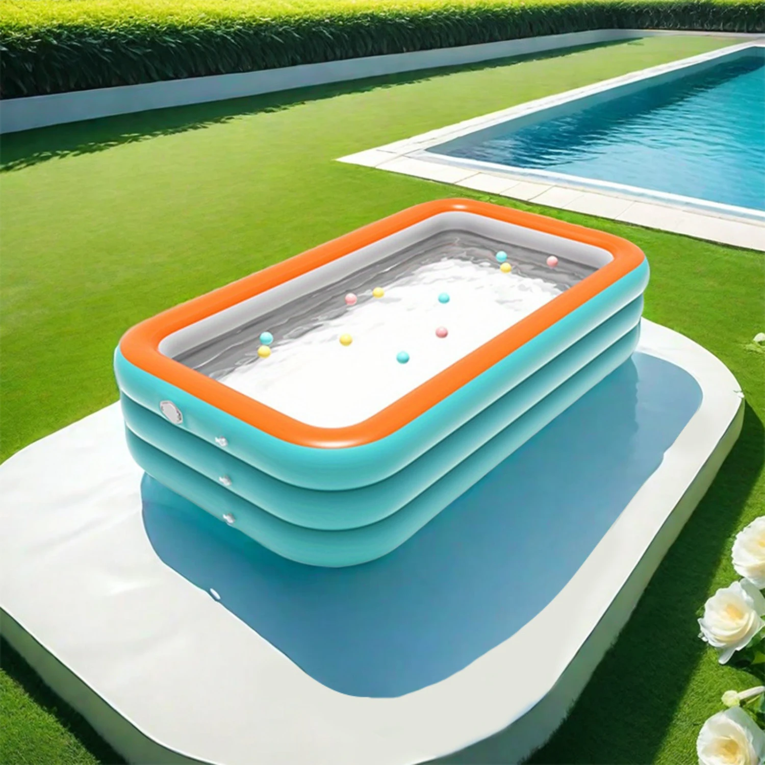 

1PC Extra Large Thickened 70/82/102/120 Inch 3-Layer Inflatable Pool, Durable PVC Small Swimming Pool, Easy To Install, Suitabl