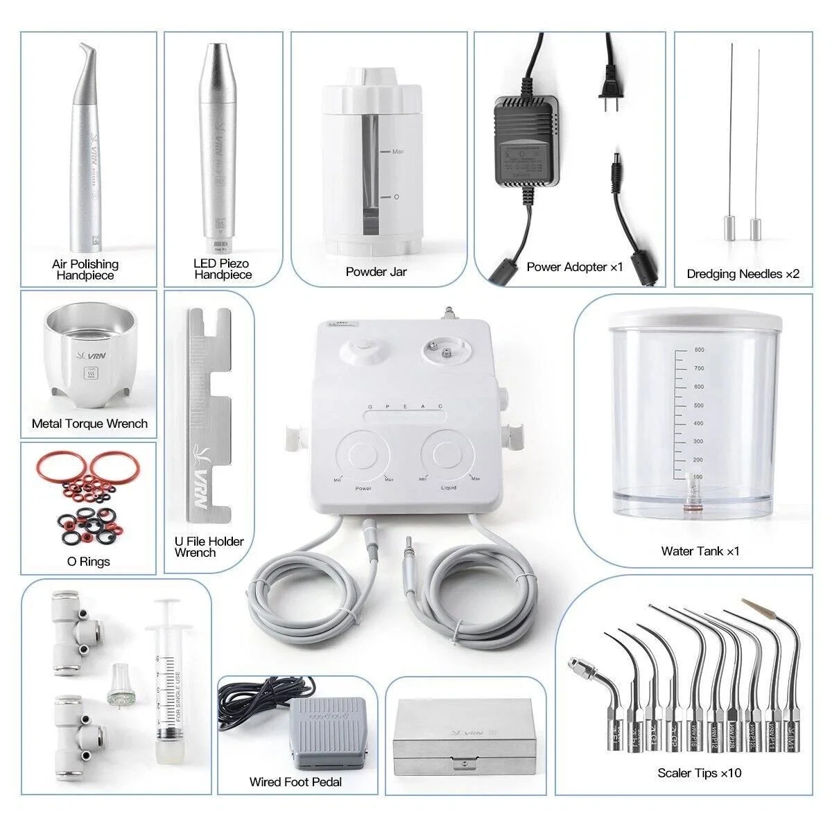 Dental Ultrasonic Scaler 2 IN 1+Air Polisher  LED Perio Ultrasonic Handpiece Periodontal Therapy System