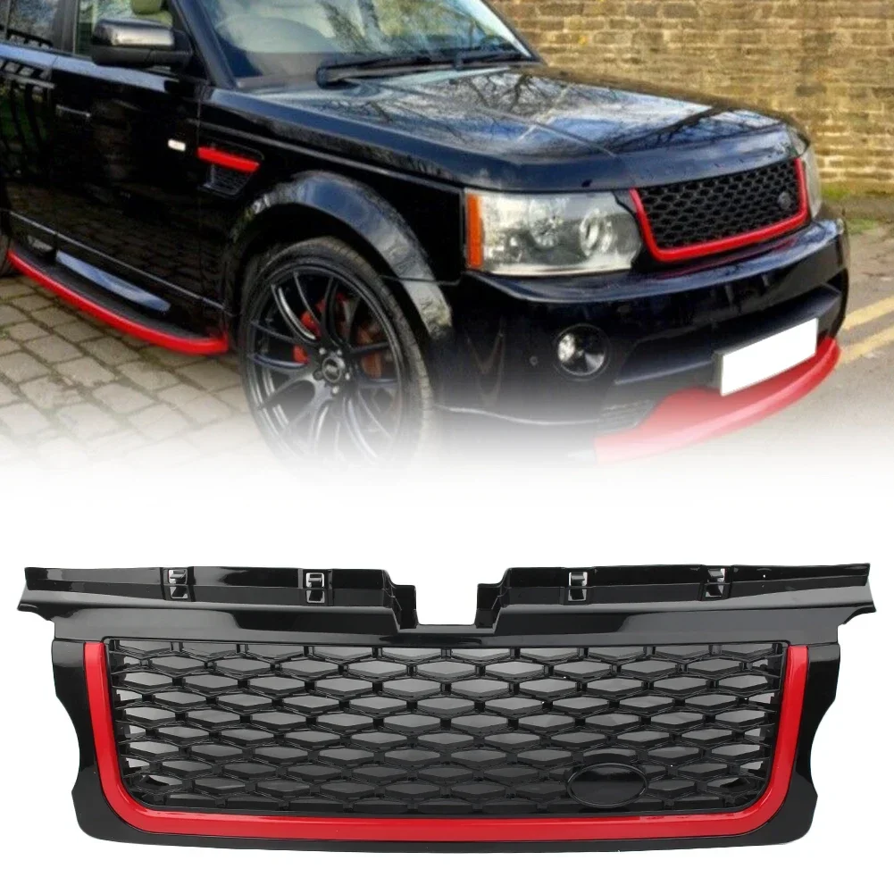 

Car Front Grille Upper Mesh Grill For Land Rover RRS Range Rover Sport 2005 2006 2007 2008 2009 Black Frame Red Edge ABS Plastic