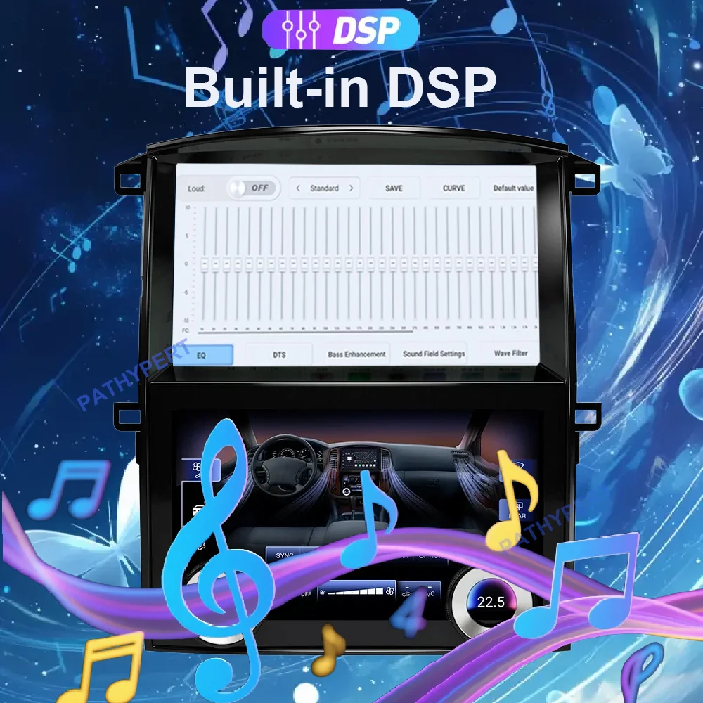 10 + 10 بوصة أندرويد 13 لتويوتا لاند كروزر 100 LC100 2003-2007 مشغل الوسائط المتعددة للسيارة راديو 2 Din Auto لاسلكي Carplay GPS DSP #6