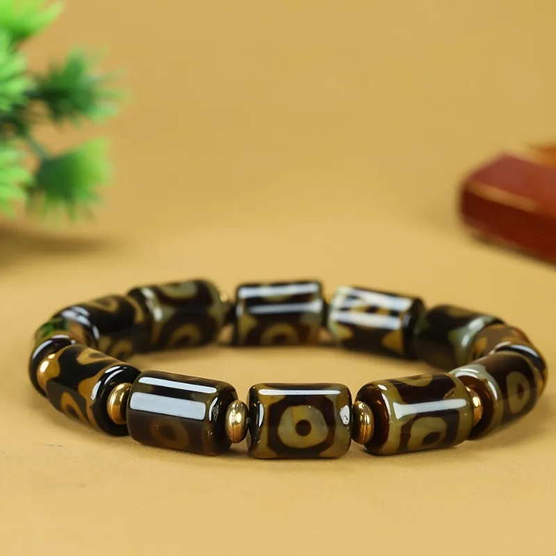 سوار من الخرز التبتي على شكل برميل، مجوهرات عرقية مناسبة للرجال والنساء