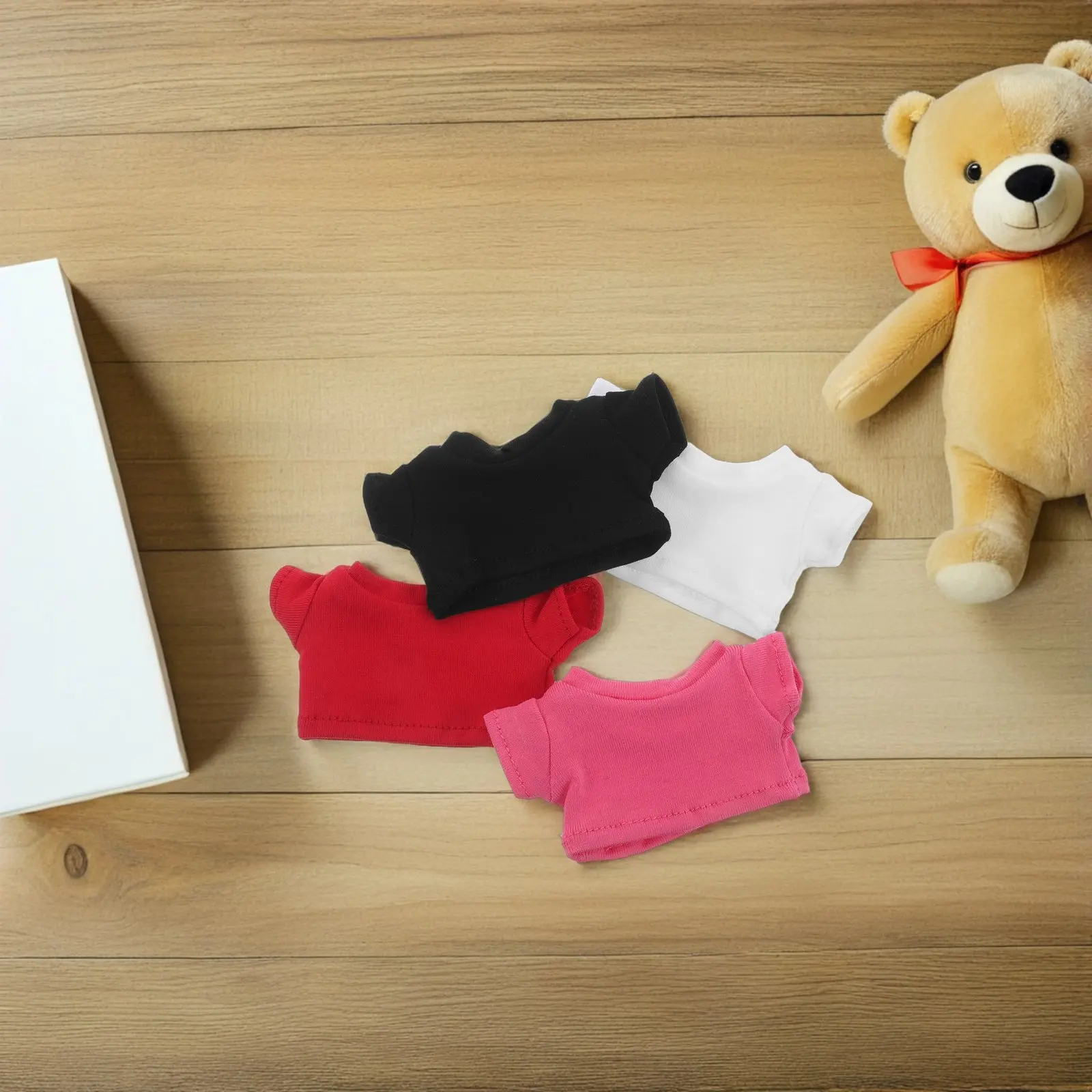 

4Pcs Heat Sublimation Blank T-Shirts for Stuffed Bear Basic Small Animal Clothing Replaceable Miniature Clothes for 9Cm Tiny