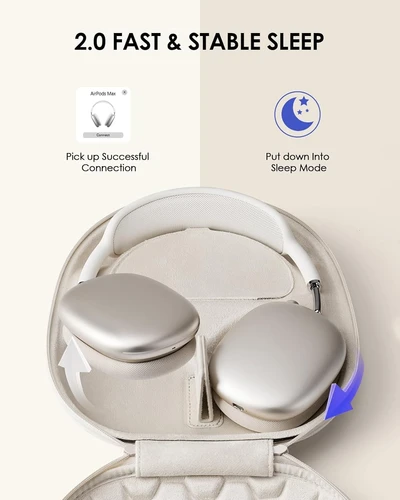 Imagen 2 del producto Funda inteligente 2.0 para auriculares AirPods Max, bolsa de transporte portátil de viaje ultradelgada con tapa magnética, accesorios AirPods Max