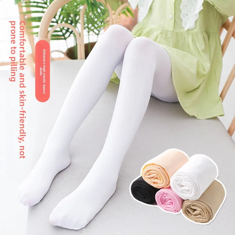 Summer Spring Candy Color Kids Pantyhose Ballet Dance Tights for Girls Velvet Solid White Stocking
