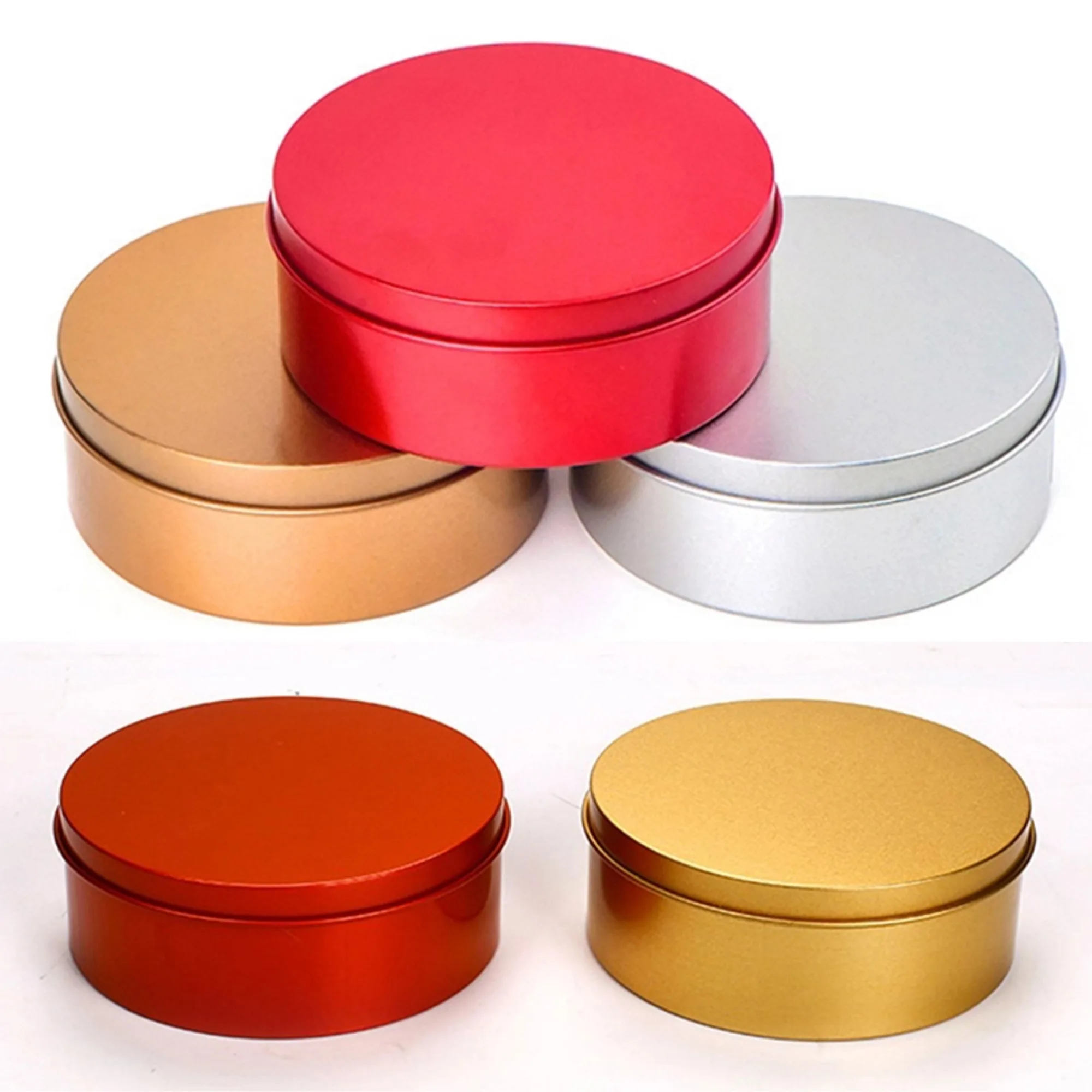 3 Colors Round Tinplate Boxes Metal Storage Container Smooth Surface Fine Workmanship Decorative Party Favor Gift Boxes