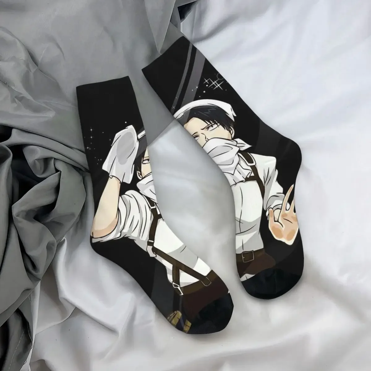 

Носки на все случаи жизни, носки с изображением Леви Аккера́рмана из «Атаки Титанов», повседневные длинные носки для мужчин и женщин, подарки на День святого Валентина