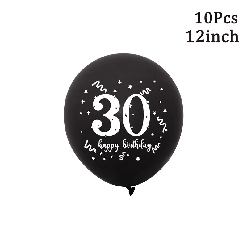 Black Gold 30 40 50 60 Year Birthday Latex Balloons Adult Men Women Happy Birthday Party Decor Wedding 30th Anniversary Supplies