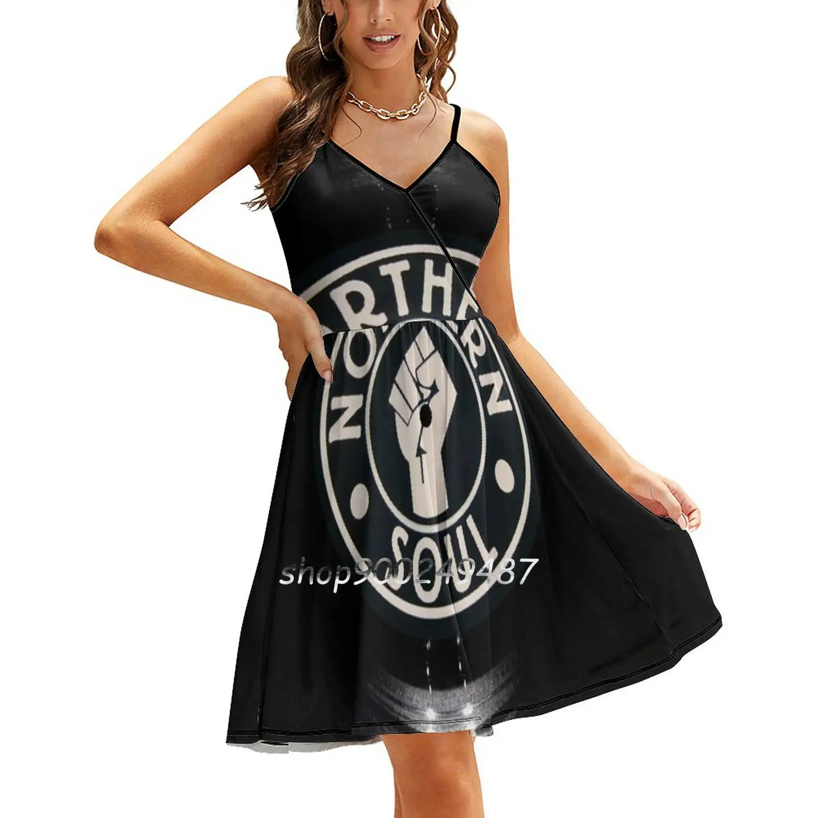 Northern Soul Vinyl Sling Dress Summer Dress Sling Sexy A Line Dress Fashion Female Dress Northern Soul Lion Zion Judah Jah