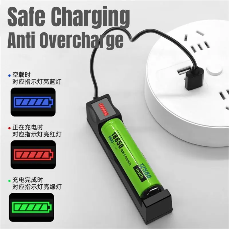 1PC Universal 1 Slot Battery 4.2V 18650 26650 14500 17670 USB Charger Smart Chargering For Rechargeable Li-ion NiMH Batteries