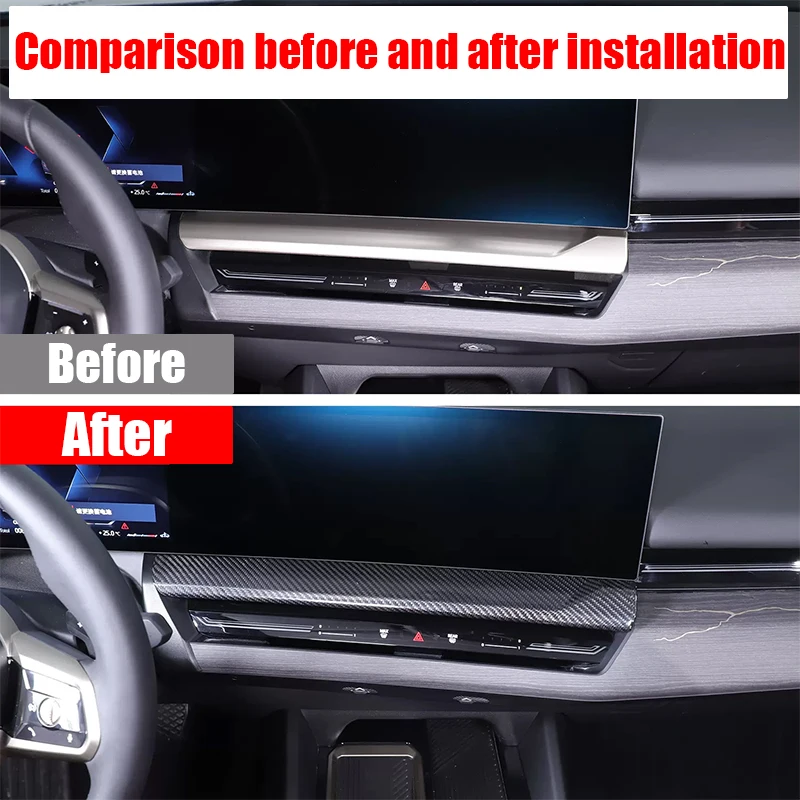 For BMW 5 Series 530i VIII G60 G61 G68 2023 2024 true carbon fiber decorative strip under the central control navigation screen