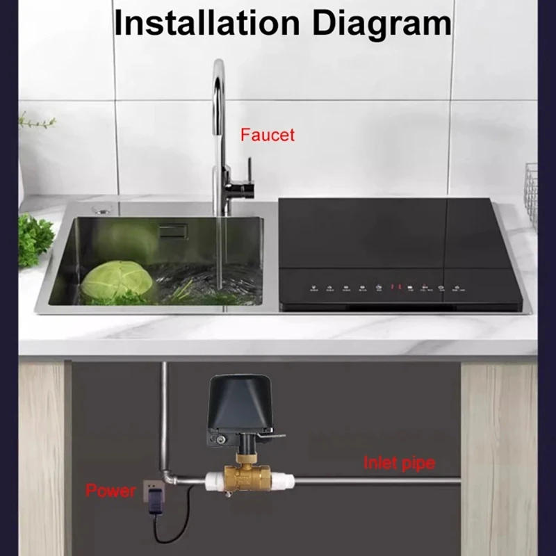 ABRE-Tuya Wifi inteligente válvula de agua Zigbee válvula de retención de parada de agua de Gas DN15 temporizador de Control inalámbrico funciona + Alexa Google Home