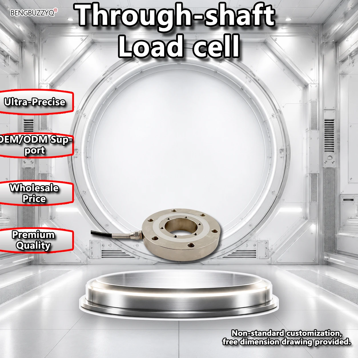 Hollow Ring Load Cell Pancake Type Pressure Sensor 0.1% F.S. Accuracy for Industrial Automation & Testing