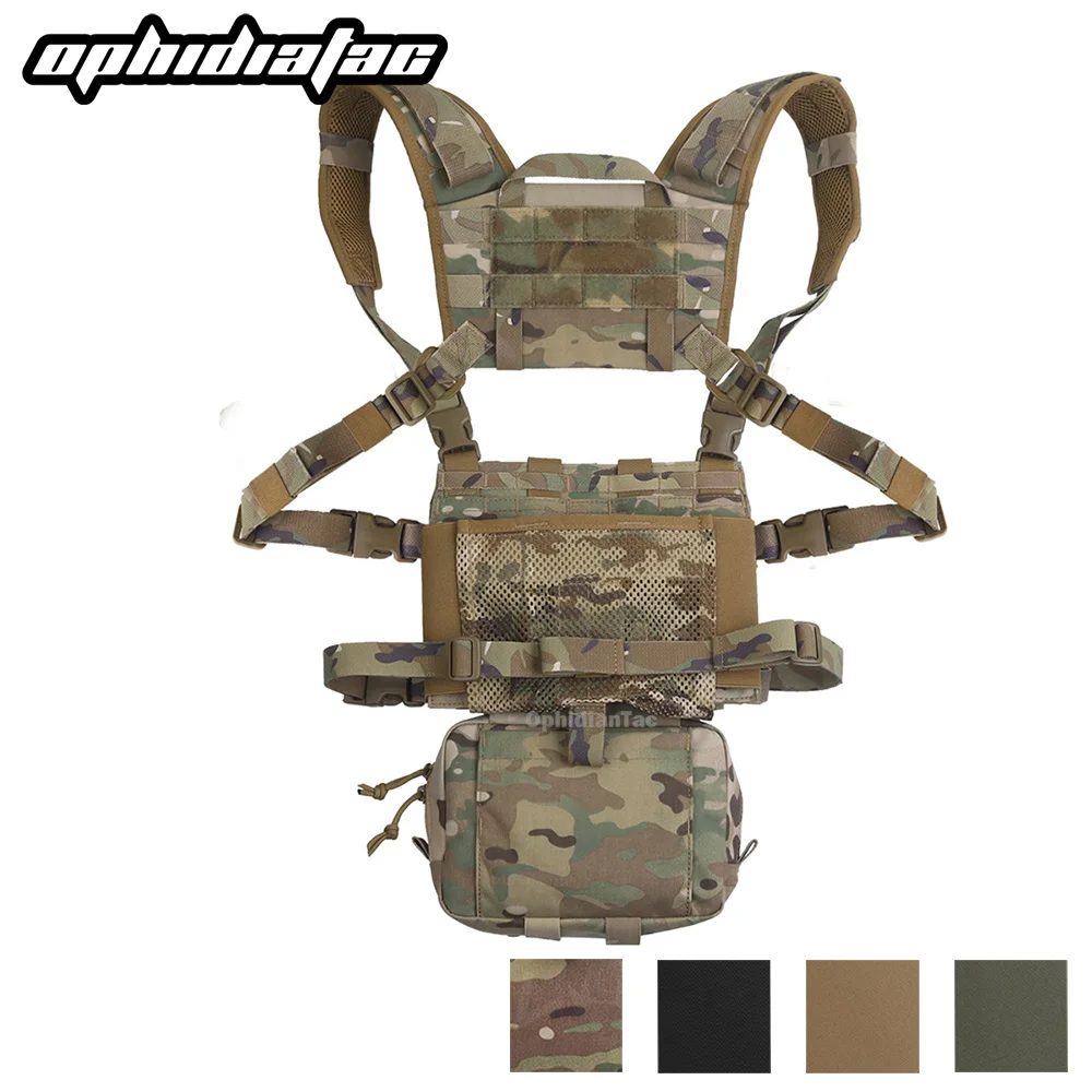 OPHIDIAN Chest Rig Set R Series Hunting Vest Carrier with M4 Jump Flap Plate/Harness Adapter/GP Drop Pouch/5.56 Mag Retainer