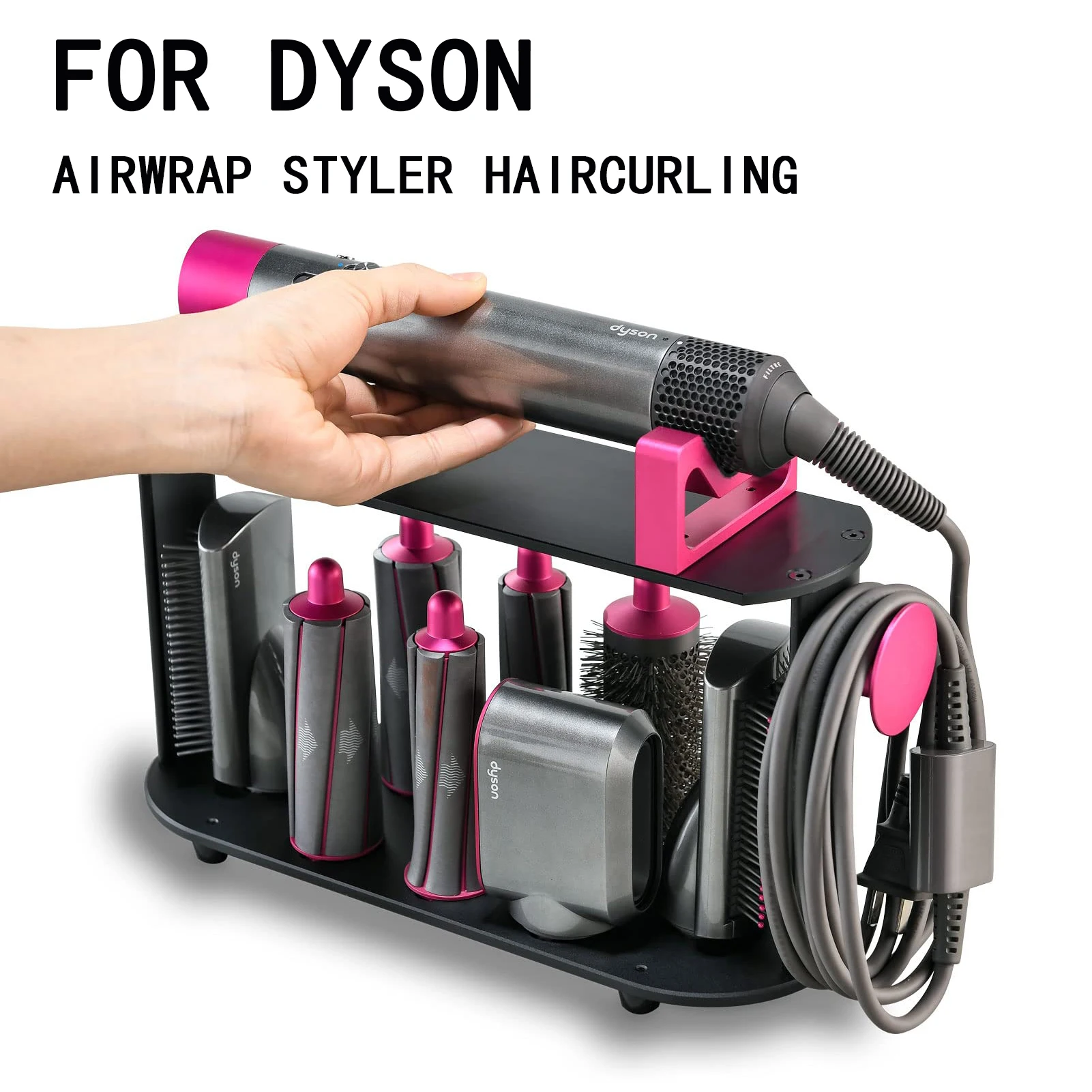 Для Dyson Airwrap Complete Styler, прочный алюминий с нескользящей резиновой полкой для хранения, щипцы для завивки, органайзер, аксессуары