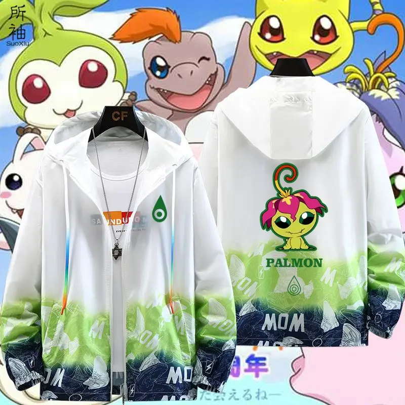 

Новая солнцезащитная куртка Digimon Adventure с периферийными тираннозаврами и бичубами для мужчин и женщин, летняя одежда для пар, модная одежда
