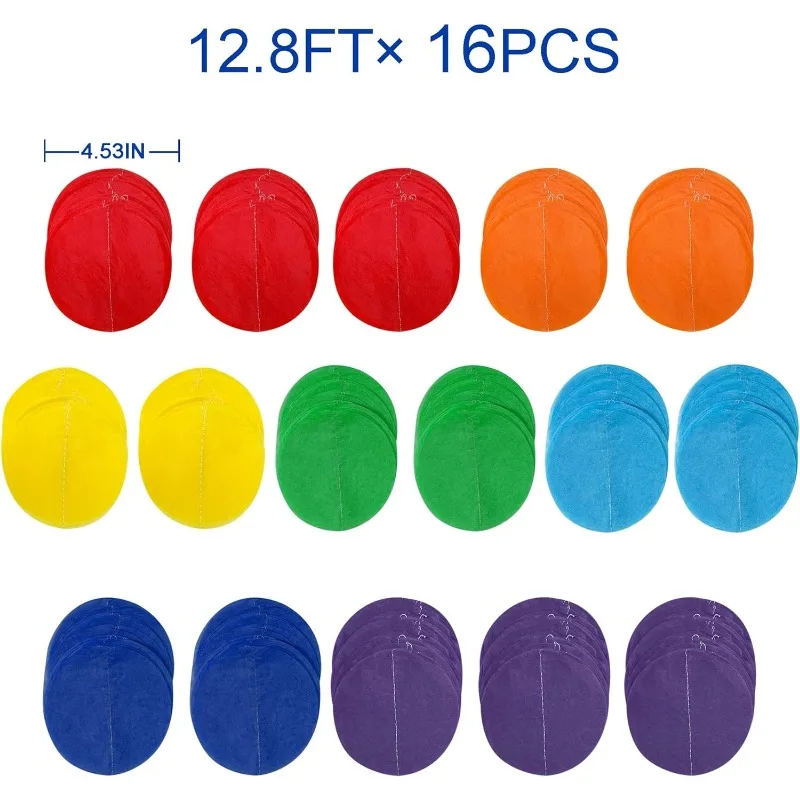 Rainbow Party Decorations Big Polka Dot Tissue Paper Backdrop Streamer Circle Hanging Garland for Fiesta Carnival Party Supplies