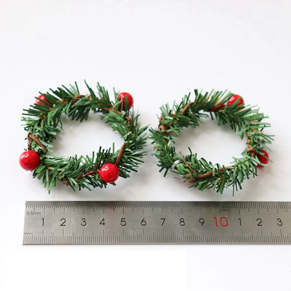 AA89-15Pcs decoración navideña fruta roja PVC aguja de pino servilletero Hotel hogar servilleta hebilla anillo para servilleta de Navidad