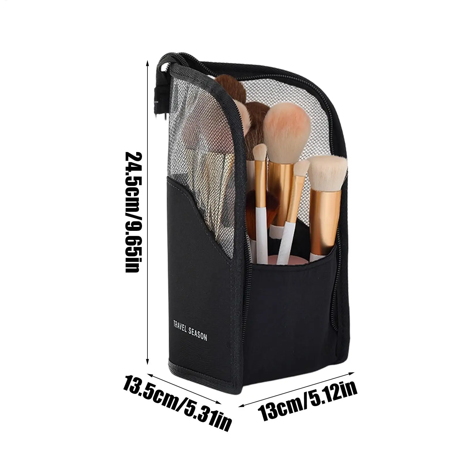 Vertical Makeup Brush Bag Eyebrow Pencil Lipstick Storage Bag Multiple Compartments Organizer Pouch Compact Toiletry Bag