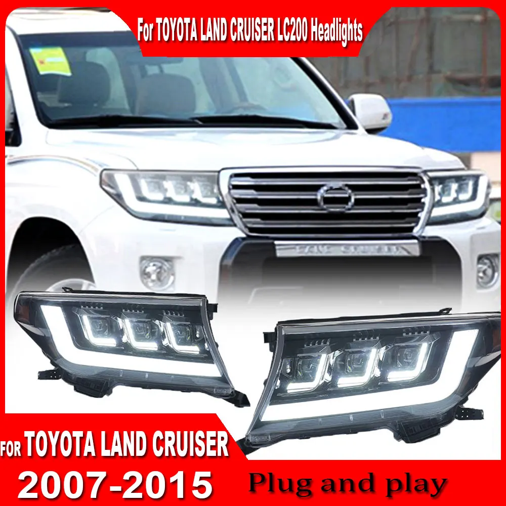 

Car For Toyota Land Cruiser 2007 2008 2009 2010 2011-2015 FJ200 LC200 Headlights DRL LED Full LED Fog Lights Head Lamp Animation