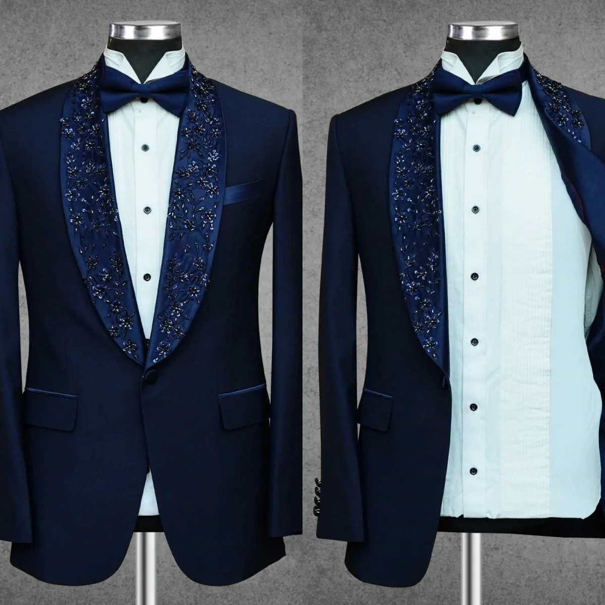 

Modern Beaded Suits For Men Shawl Lapel One Button Pant Sets Plus Size Prom Male Party 2 Pieces Customized Wear