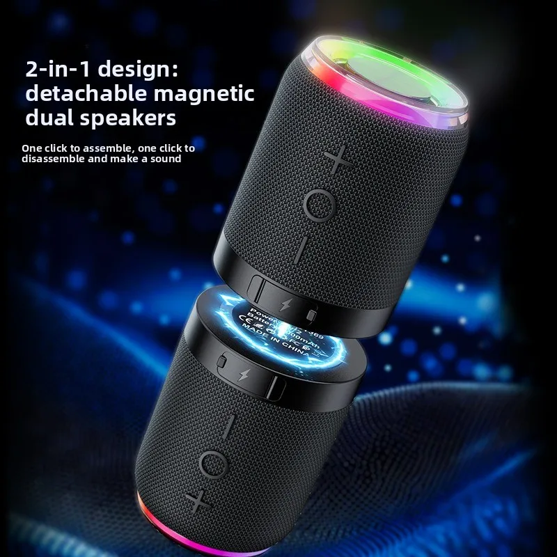 

New 2-in-1 split portable Bluetooth speaker RGB ABS small stereo 5.3 Bluetooth version