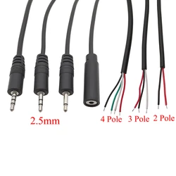 1/3/5Pcs 2.5mm 2/3/4 Pole Wire Male Female Plug Jack Audio Cable Mono Stereo Aux Connector Headphone Extension DIY Repair