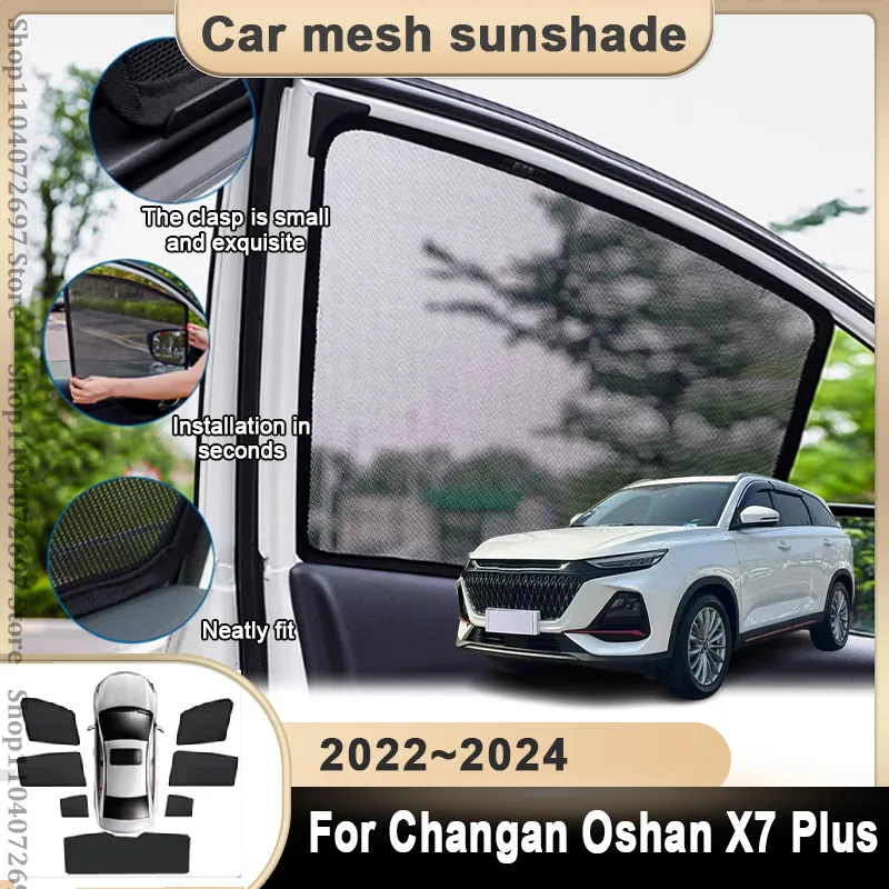 

Для Changan Oshan X7 Plus 2022 2023 2024: Магнитный солнцезащитный экран на лобовое стекло, защита от солнца и жары, аксессуар
