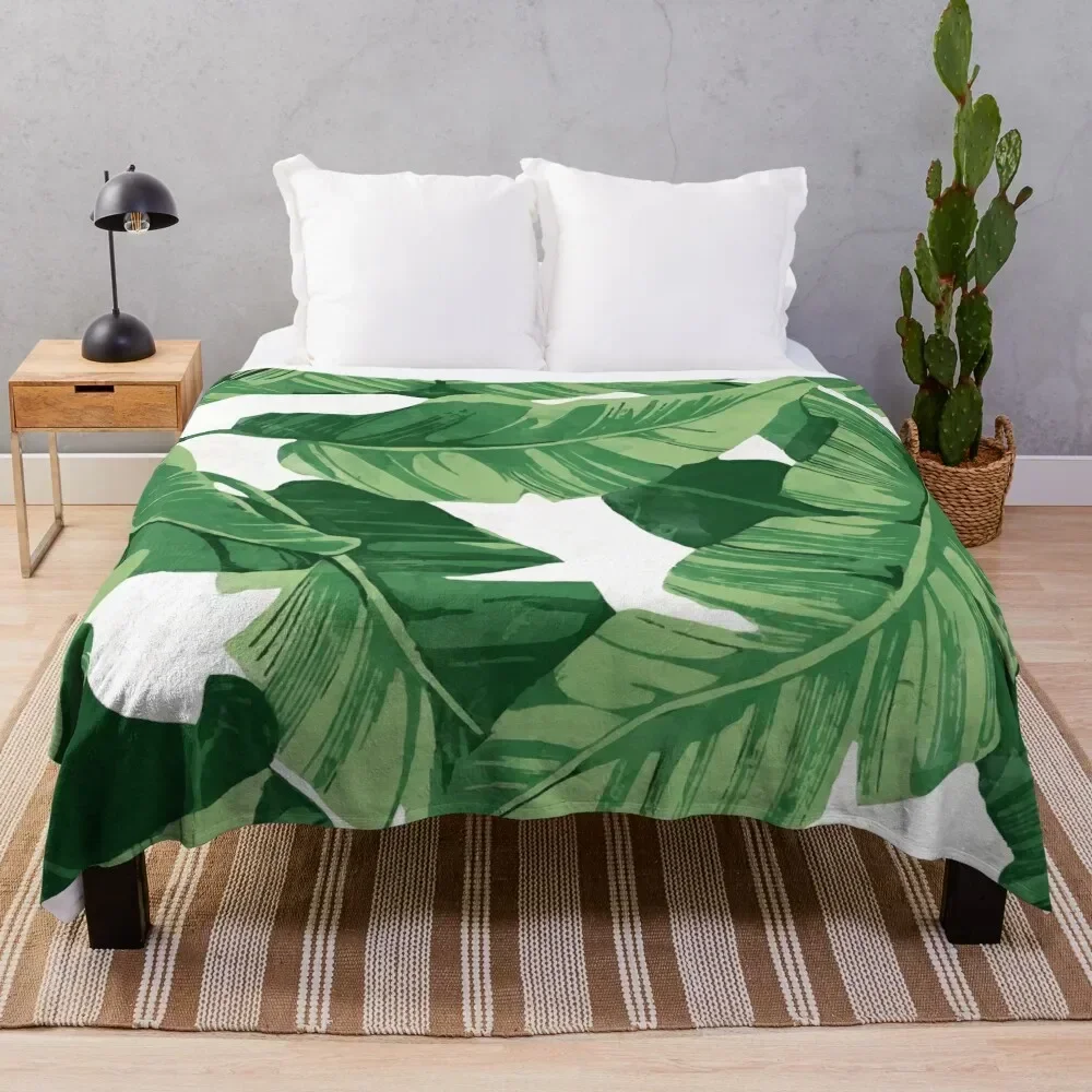 Tropical banana leaves II Throw Blanket Easy Care Comfortable Blanket for Couch