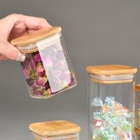 150/210/300/370/450ml High Borosilicate Glass Sealed Can Transparent with Bamboo Lid Glass Jar Storage Supplies Moisture Proof